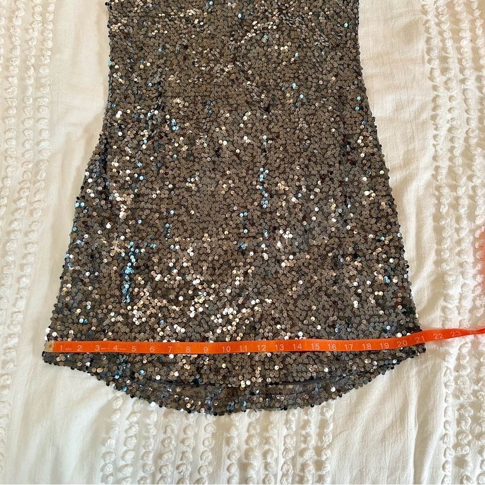 Express Women’s Silver Sequin Slip Mini Dress Sz S EUC - Picture 12 of 13